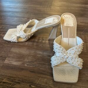 Dolce Vita Cream Heels with Pearl Detailing